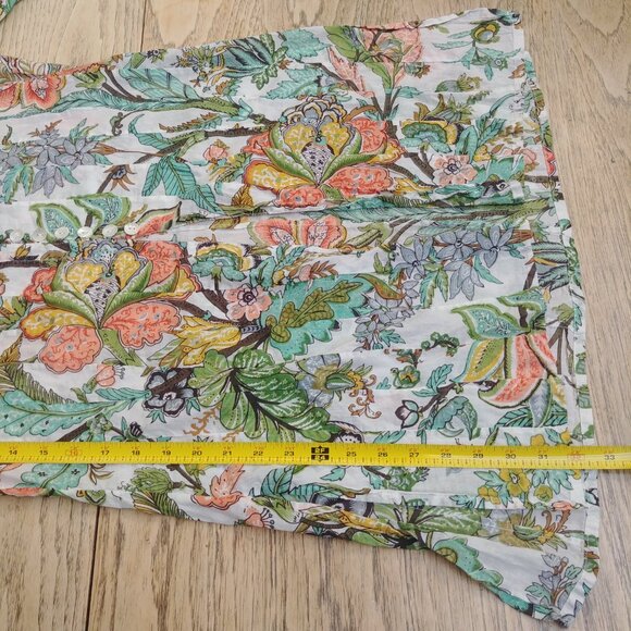 Dolma Medium tropical print cotton tunic top open front pearl shell buttons - Picture 10 of 15